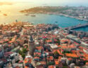 Istanbul views from Helicopter. Galata tower in İstanbul.